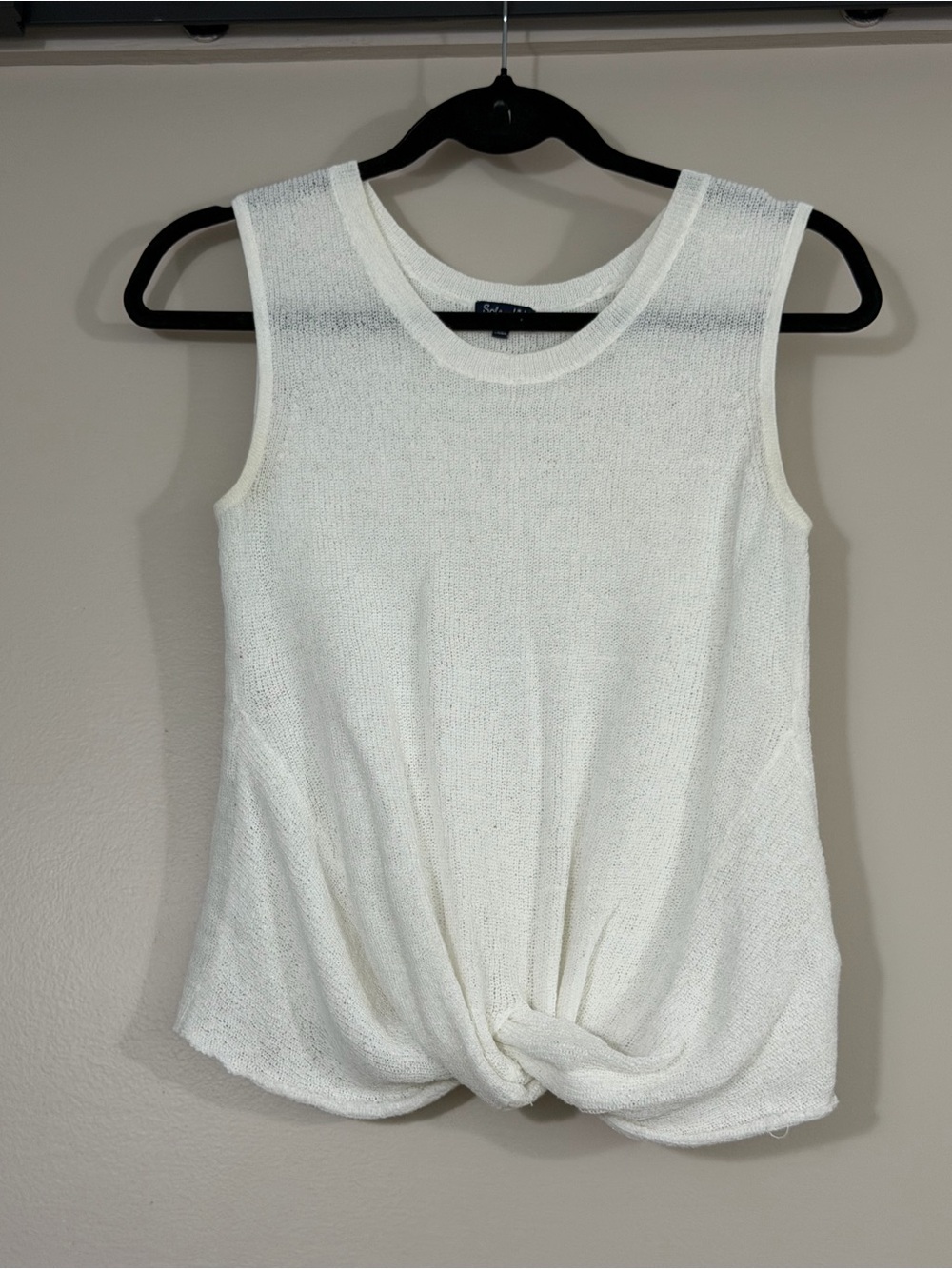 SPLENDID White Twist-Front loose Knit Tank Top, sz XS
